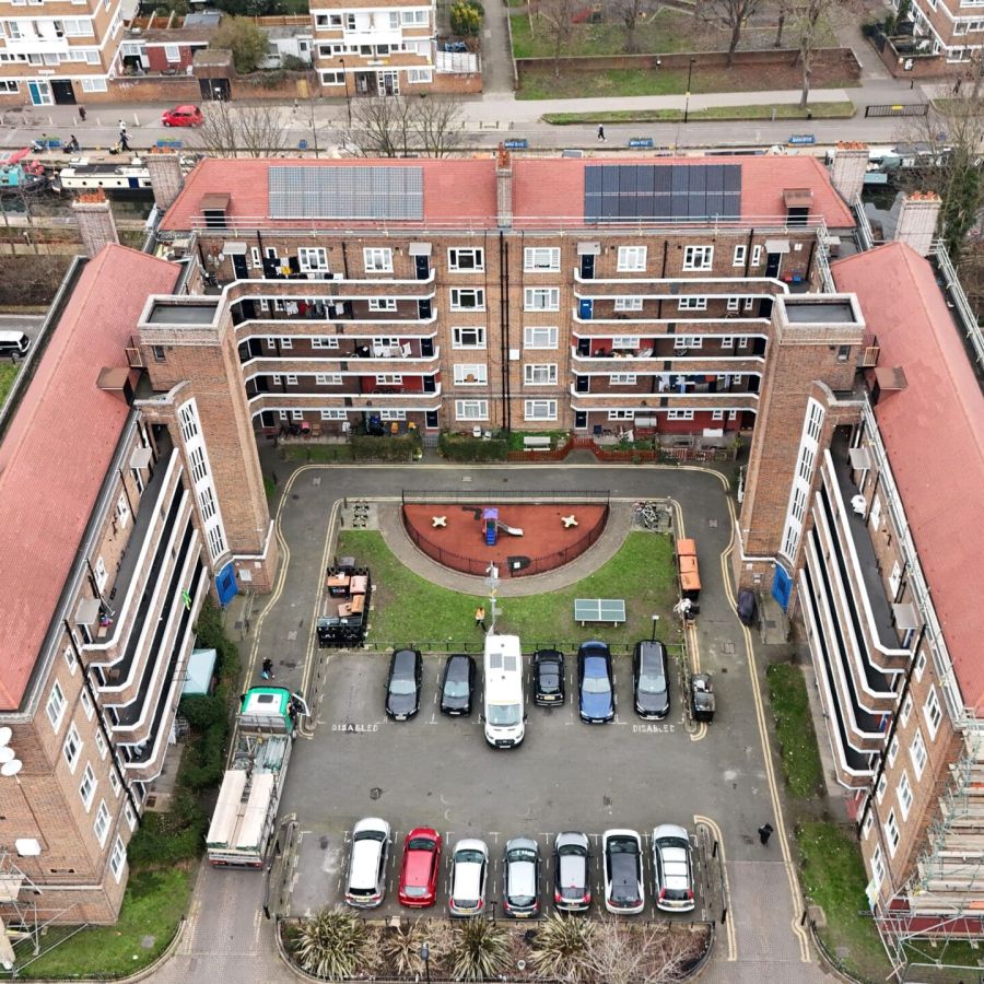 UK social housing with Carbon3 EV Charging installation