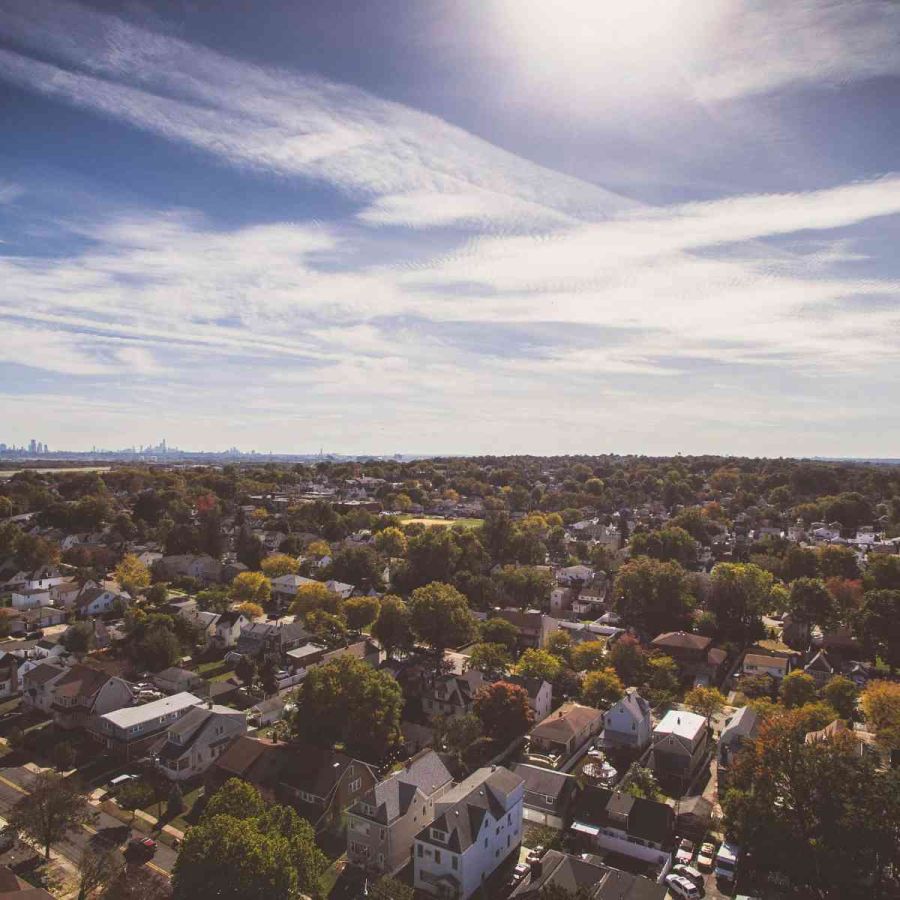 Aerial view of a UK town, reflecting Carbon3’s commitment to social value