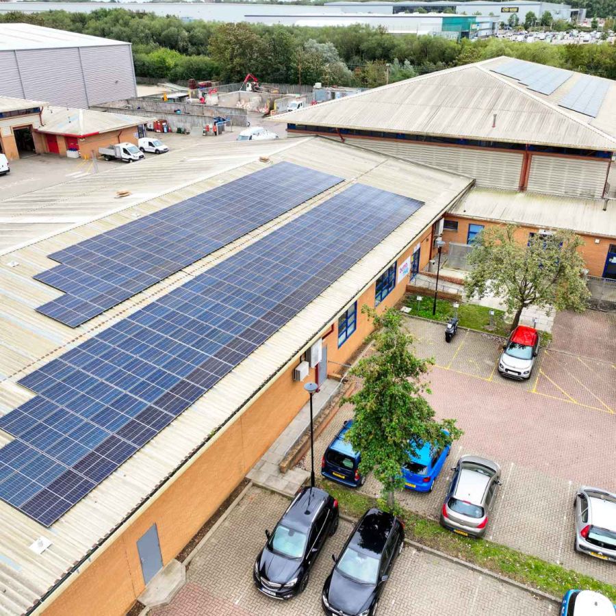 Solar panels installed under a power purchase agreement on a warehouse