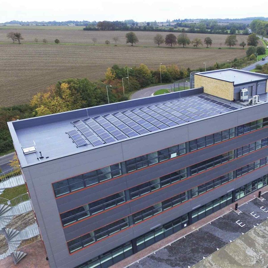 Commercial building with Carbon3 renewable energy installation in the UK