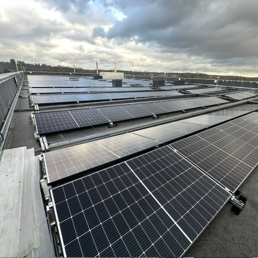 Solar PV installation on an NHS hospital building