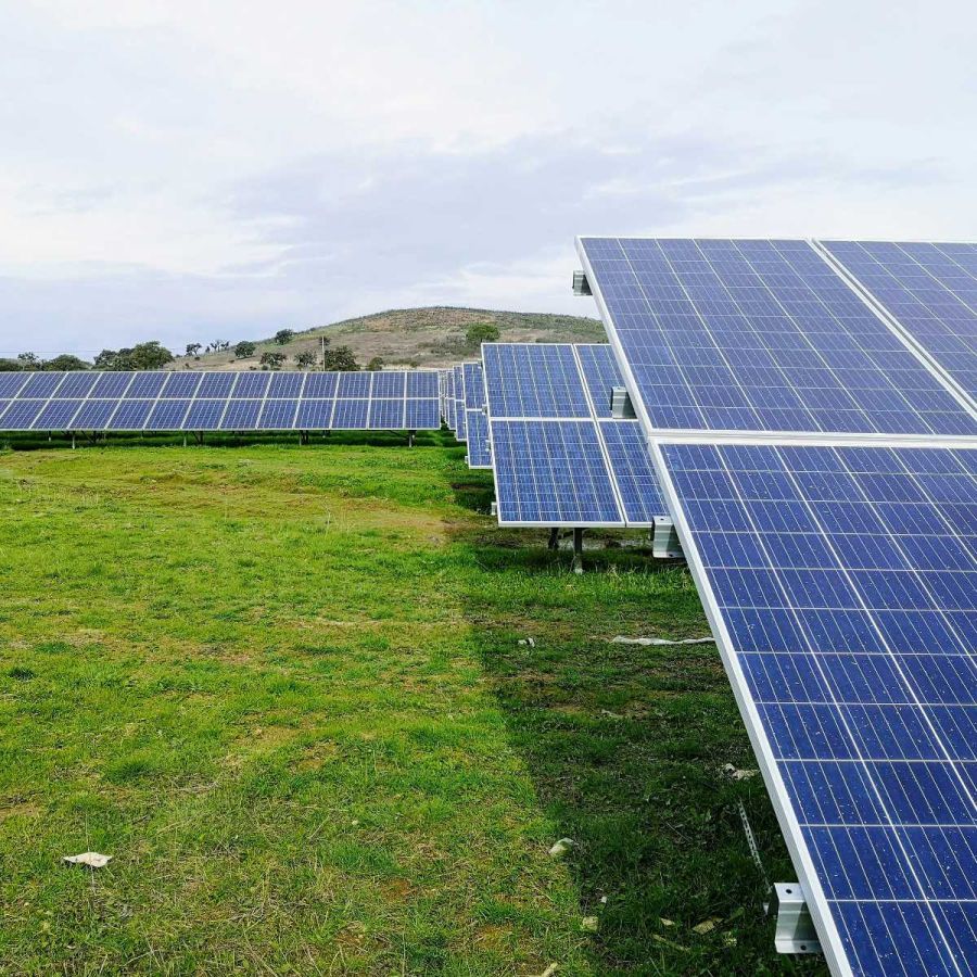 Ground-mounted solar panels on agricultural land