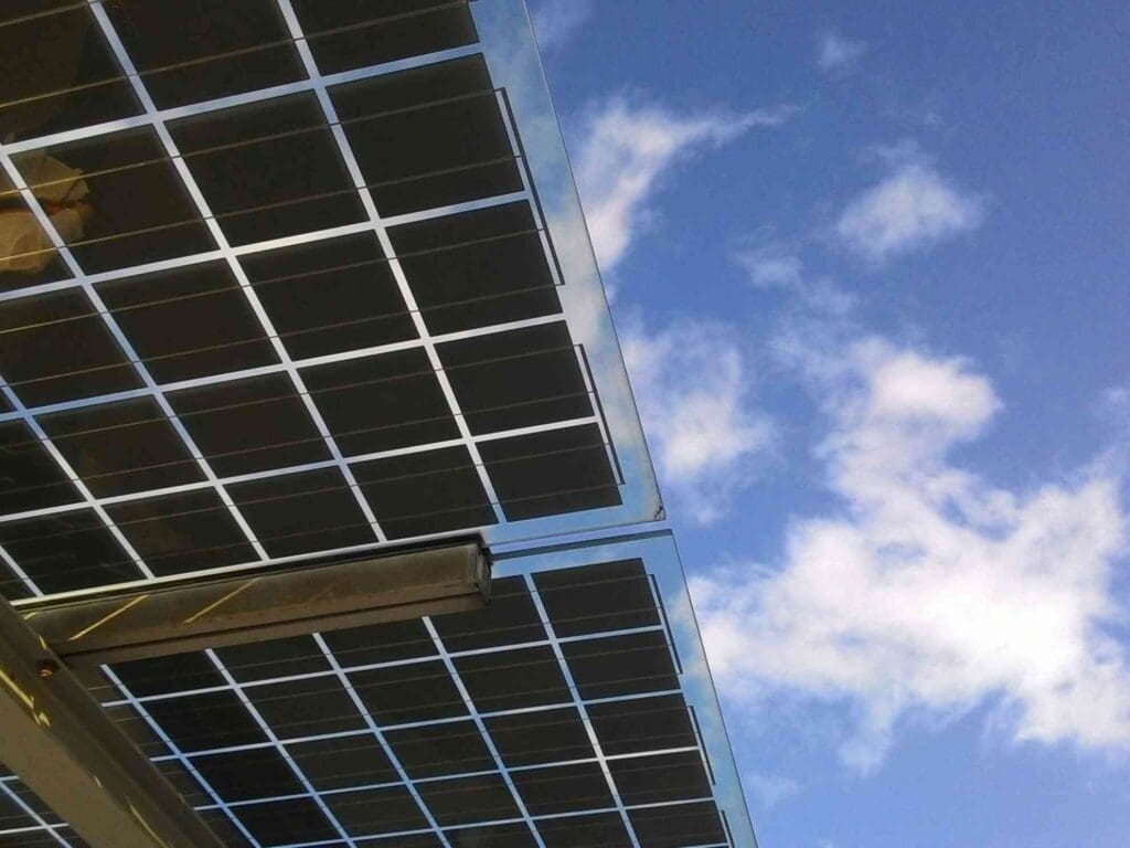 Solar carport from below