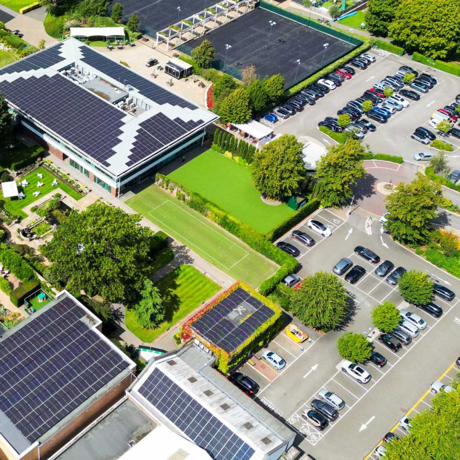 EV charging points powered by solar carports at a leisure centre